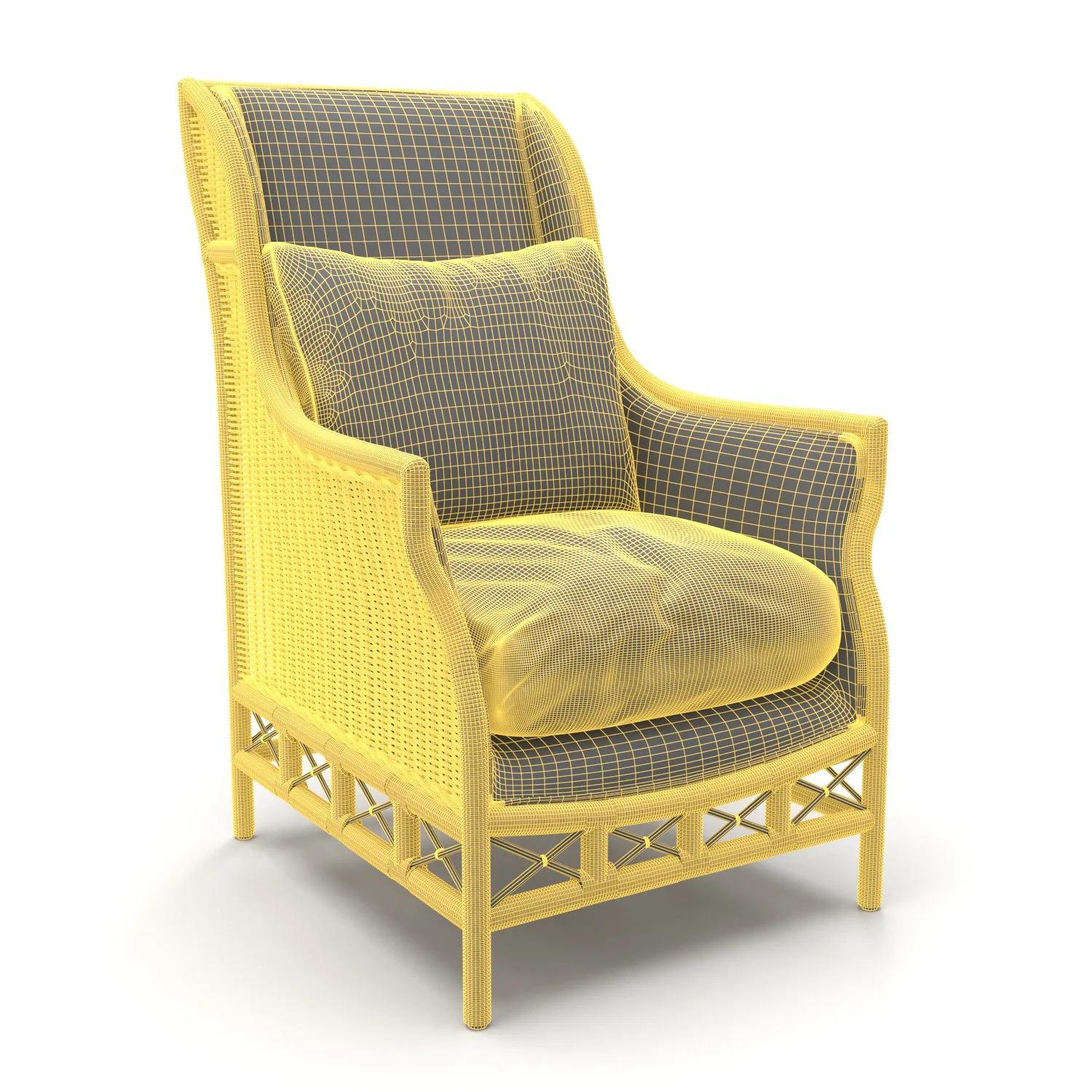 Gusto Canasta Wingback Blue Stripe PBR 3D Model_07